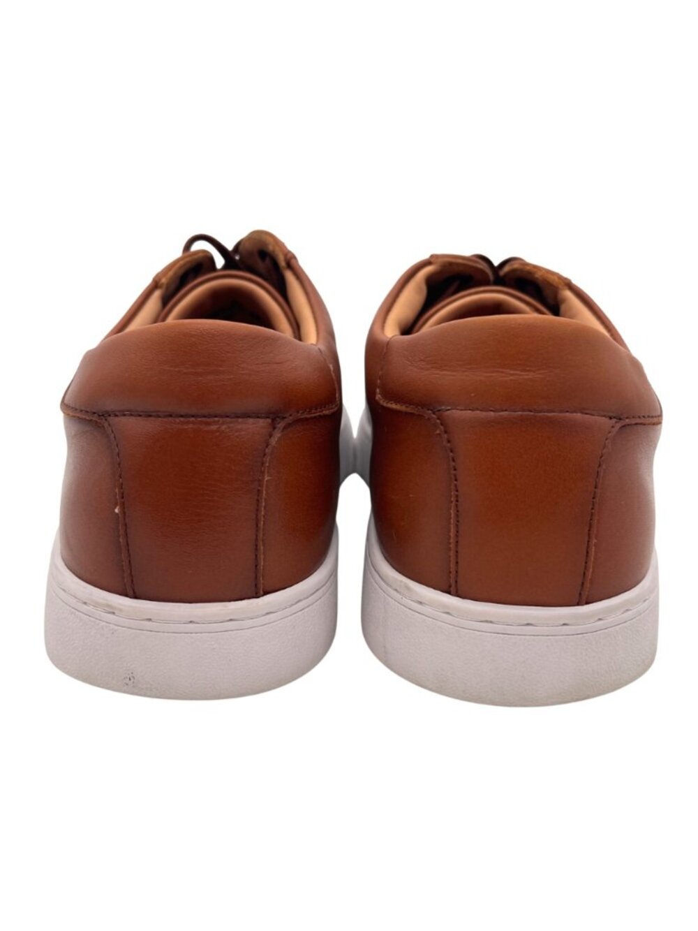 Desai Fashion Shoes Brown Faux Leather Sneakers Mens Size 9 White Rubber Sole - Picture 5 of 11